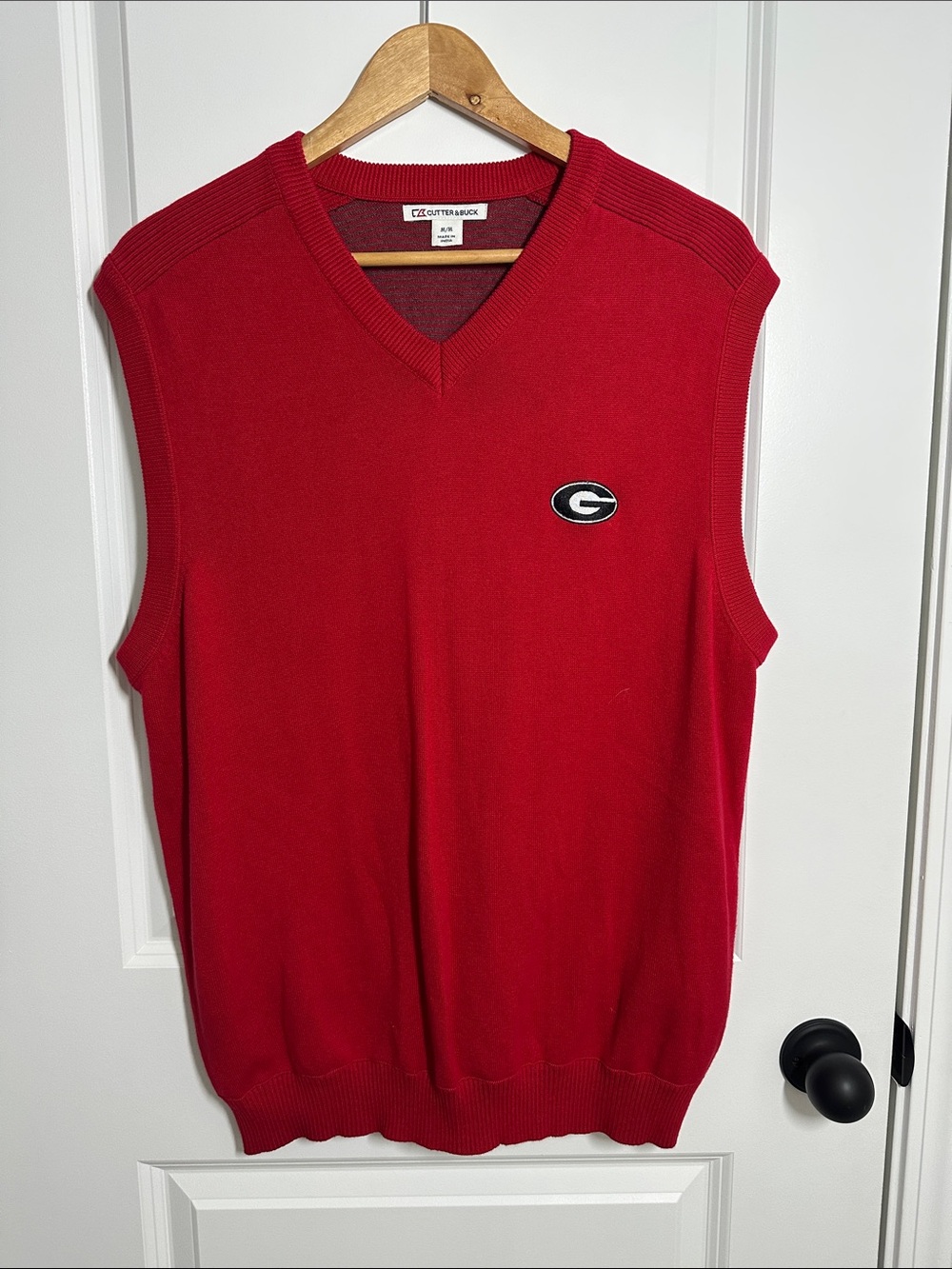 Cutter & Buck Men’s Georgia UGAV-Neck Knit Sweater Vest Red M
